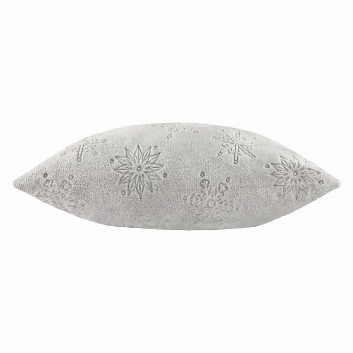 Snowflakes Faux Fur Cushion Grey