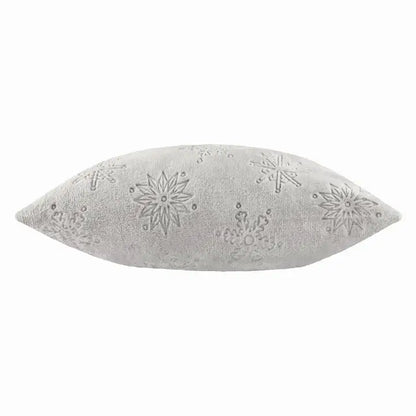 Snowflakes Faux Fur Cushion Grey