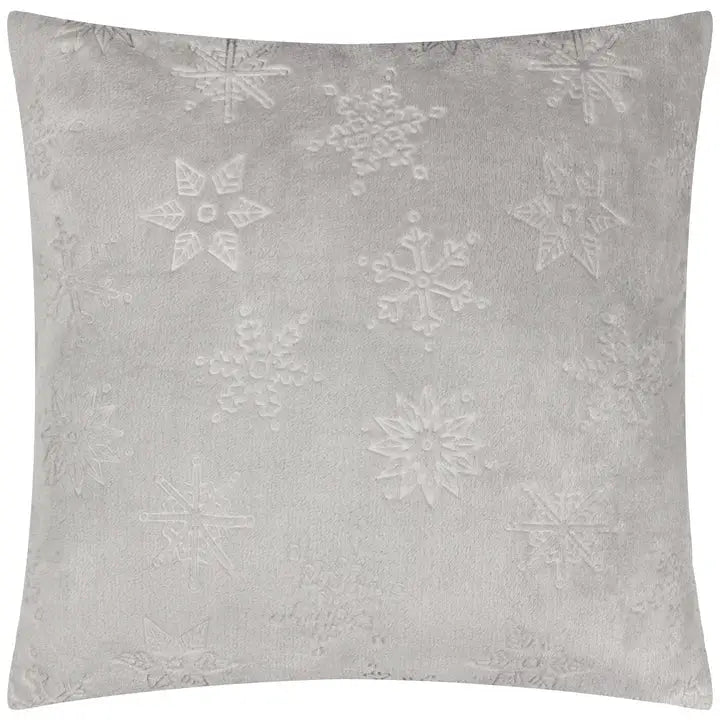 Snowflakes Faux Fur Cushion Grey