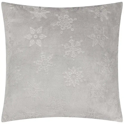 Snowflakes Faux Fur Cushion Grey