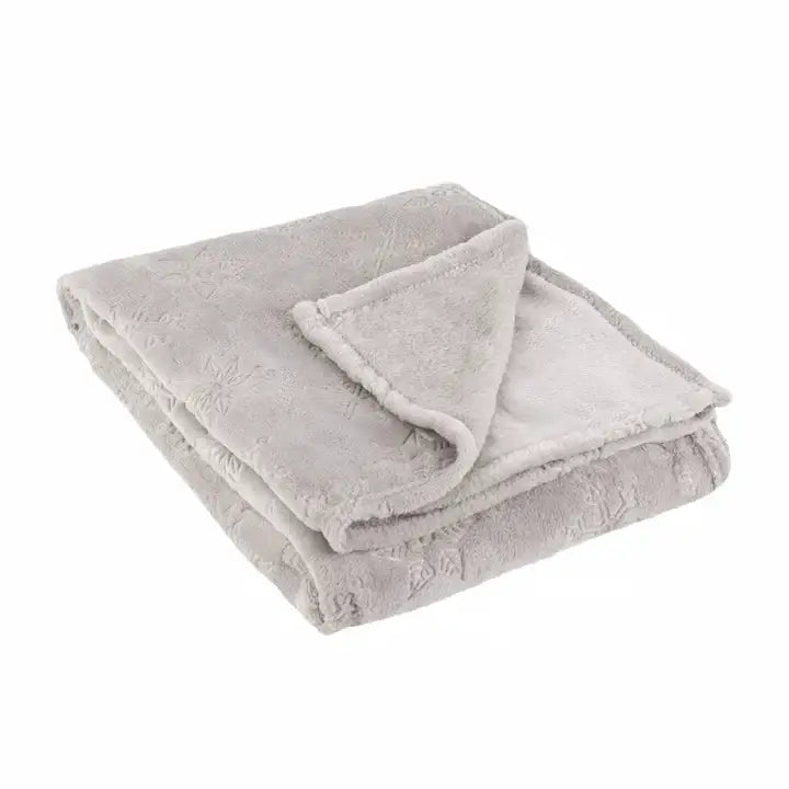 Snowflakes Soft Flannel Fleece Throw Grey