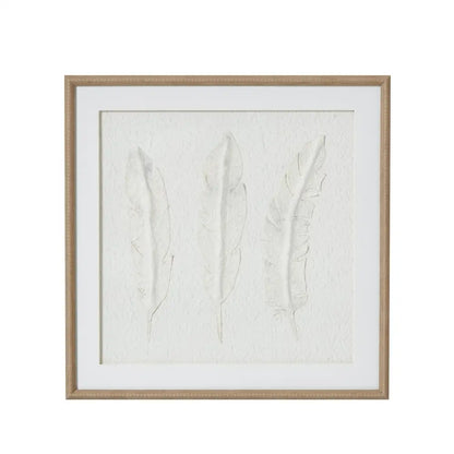 Solli White Feathers Art Mounted In Beaded Frame