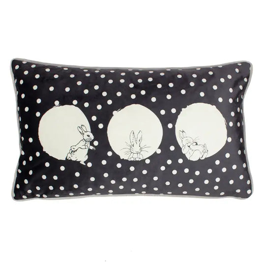 Spot Me Peter Rabbit™ Rectangular Cushion Charcoal