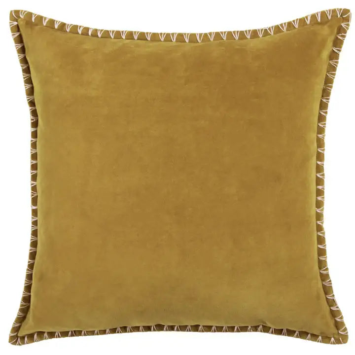 Stitch Embroidered Cushion Mustard