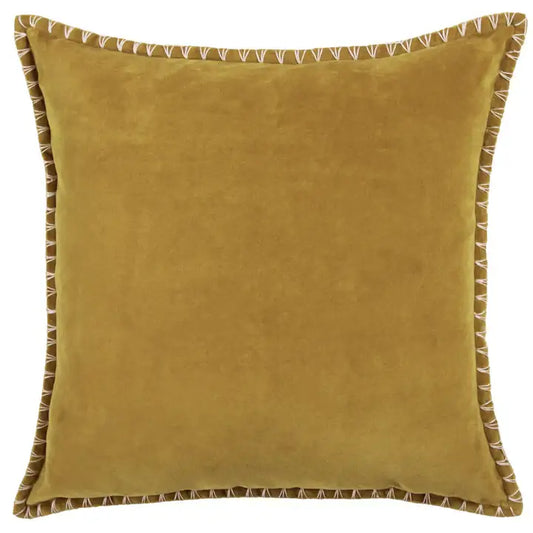 Stitch Embroidered Cushion Mustard