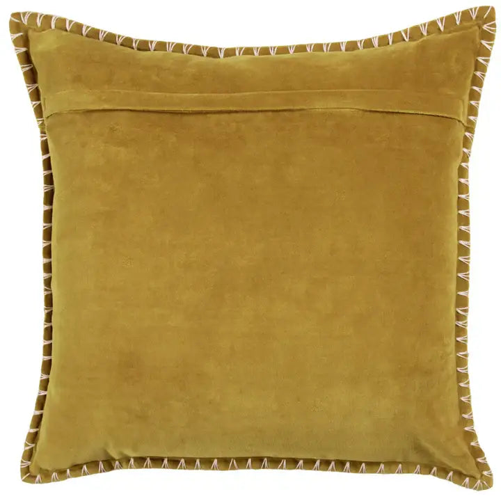 Stitch Embroidered Cushion Mustard