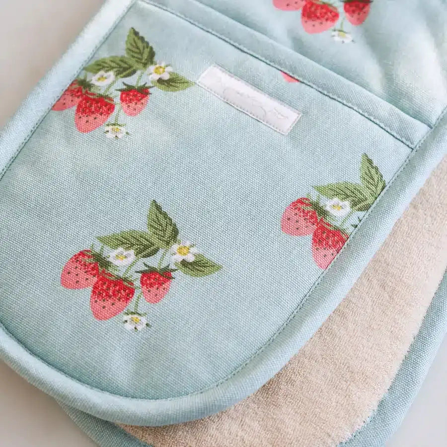 Strawberries Blue Double Oven Glove image 1