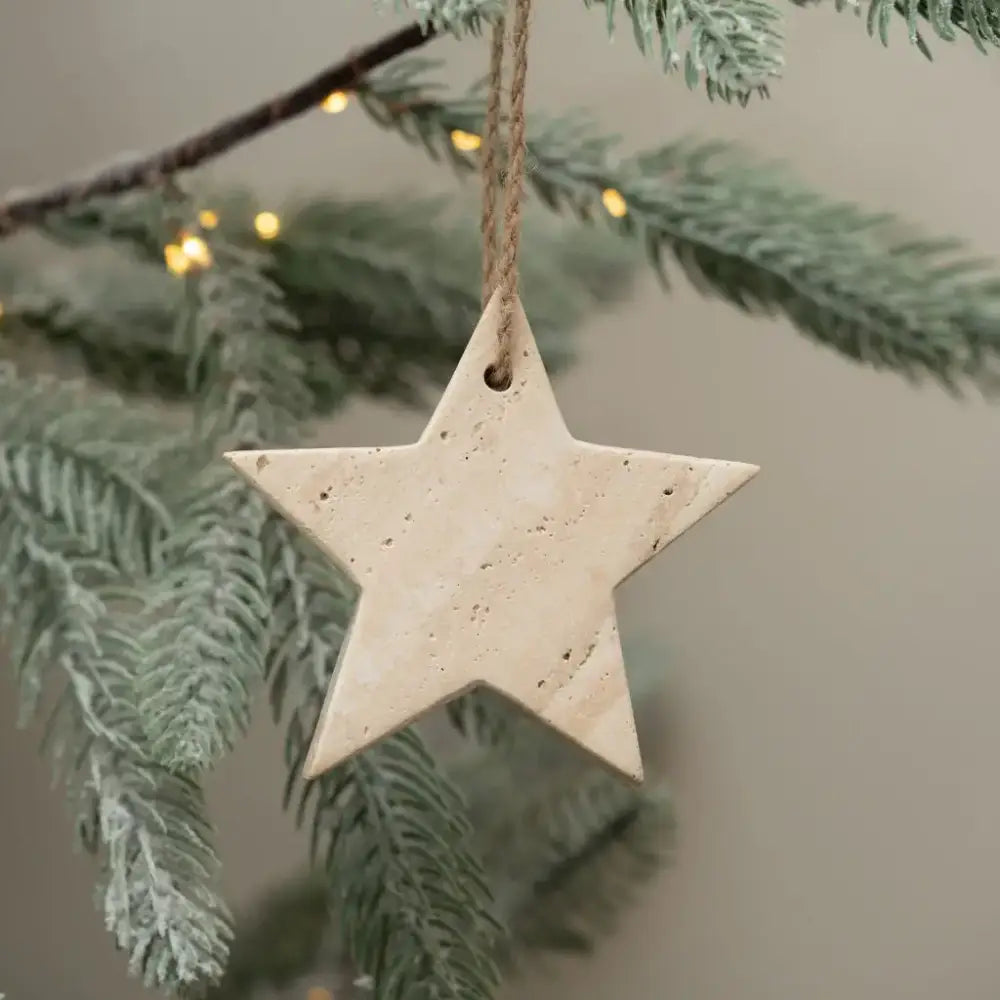 Travertine Stone Hanging Star Christmas Decoration