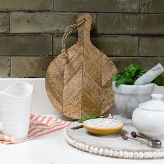 Troyes - Small Chevron Patterned Wooden Serving Board