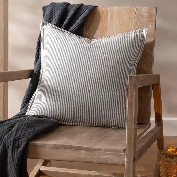 Truro Stripe Reversible Cushion Grey image 1