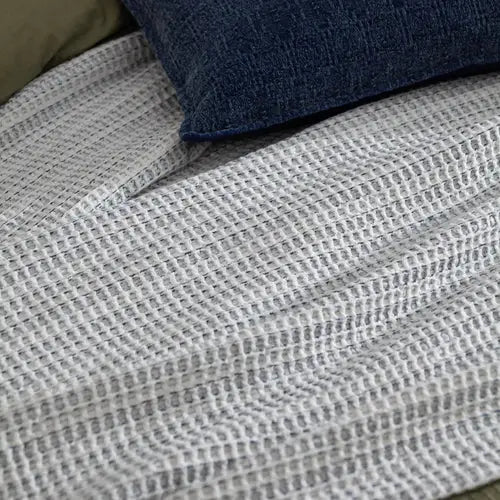 Waffle Textured 100% Cotton Bedspread Dusk Blue image 2