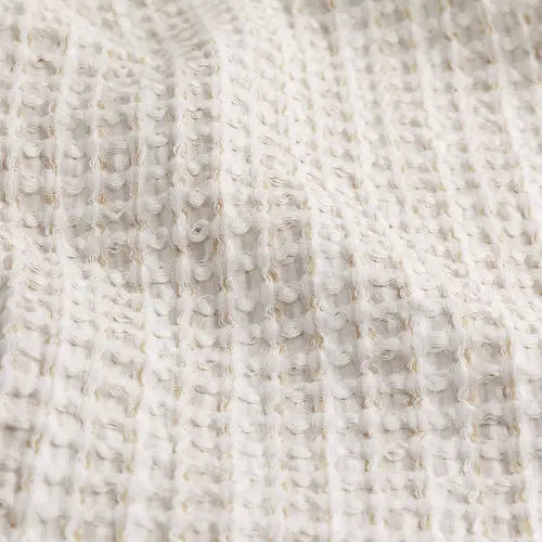 Waffle Textured 100% Cotton Bedspread Natural image 2