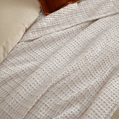 Waffle Textured 100% Cotton Bedspread Natural image 3