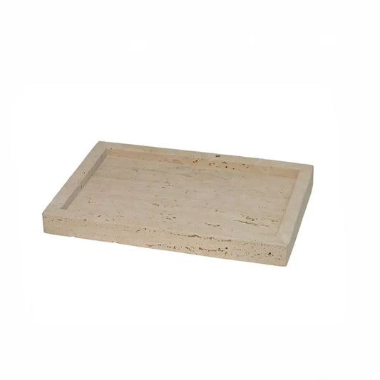 Whillan - Flat Rectangular Travertine Tray with Raised Lip