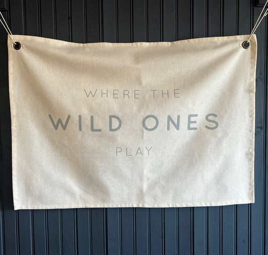 Where the Wild Ones Play Wall Hanging  - Blue/Grey