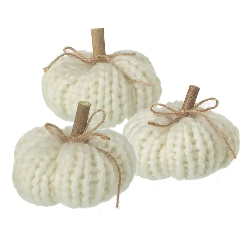 Wool Knitted White Pumpkins