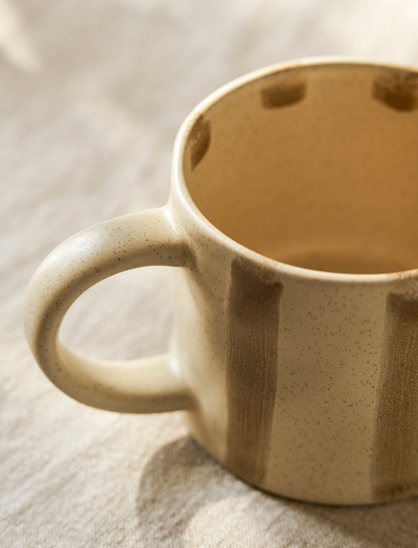 Woolstone Striped Mugs Set of 2 Truffle