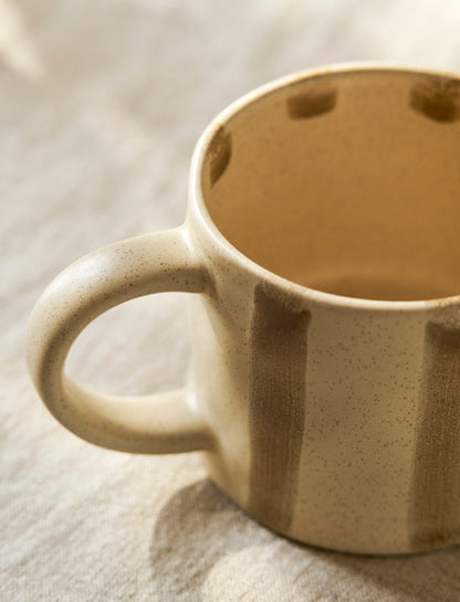 Woolstone Striped Mugs Set of 2 Truffle