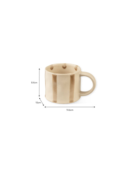 Woolstone Striped Mugs Set of 2 Truffle