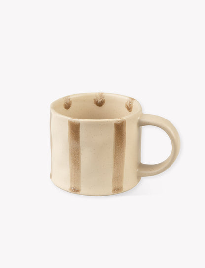 Woolstone Striped Mugs Set of 2 Truffle