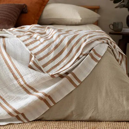 Woven Stripe 100% Cotton Bedspread Cinnamon image 2