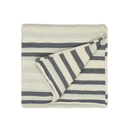 Woven Stripe 100% Cotton Bedspread Dusk Blue image 0