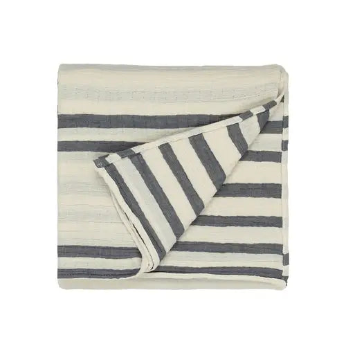 Woven Stripe 100% Cotton Bedspread Dusk Blue image 0