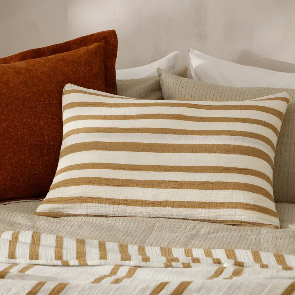 Woven Stripe Cotton Cushion Cinnamon image 3