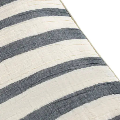 Woven Stripe Cotton Cushion Dusk Blue image 1