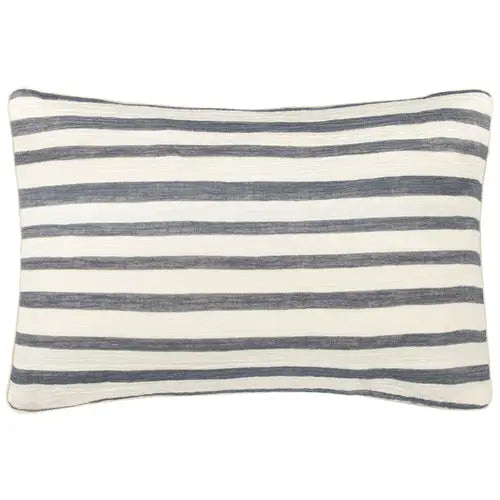 Woven Stripe Cotton Cushion Dusk Blue image 0